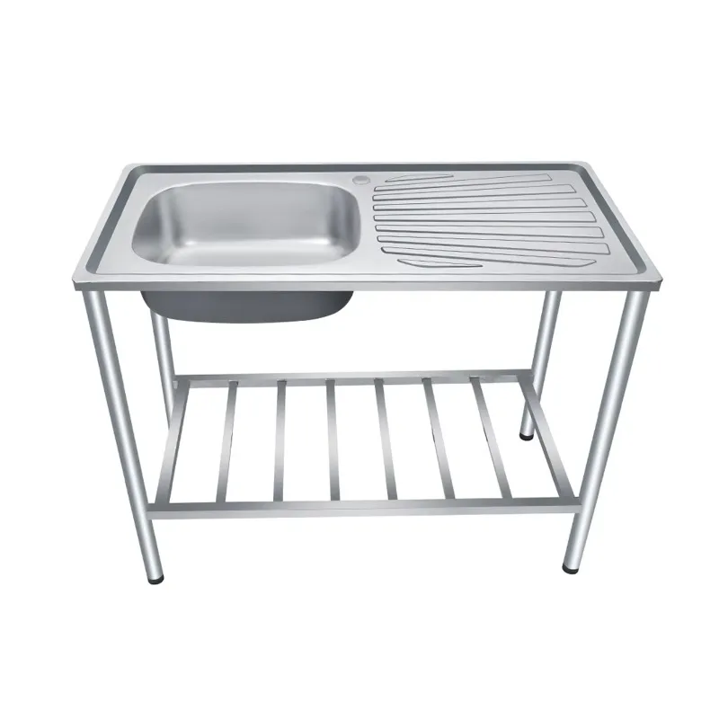 Restaurant kitchen stainless steel single sink dirty dish cleaning workbench with sink