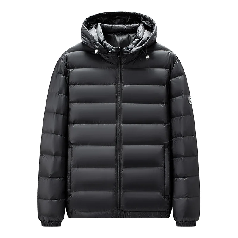 High-quality autumn and winter duck down detachable, hooded, warm, solid-color, versatile down jacket with 90% down