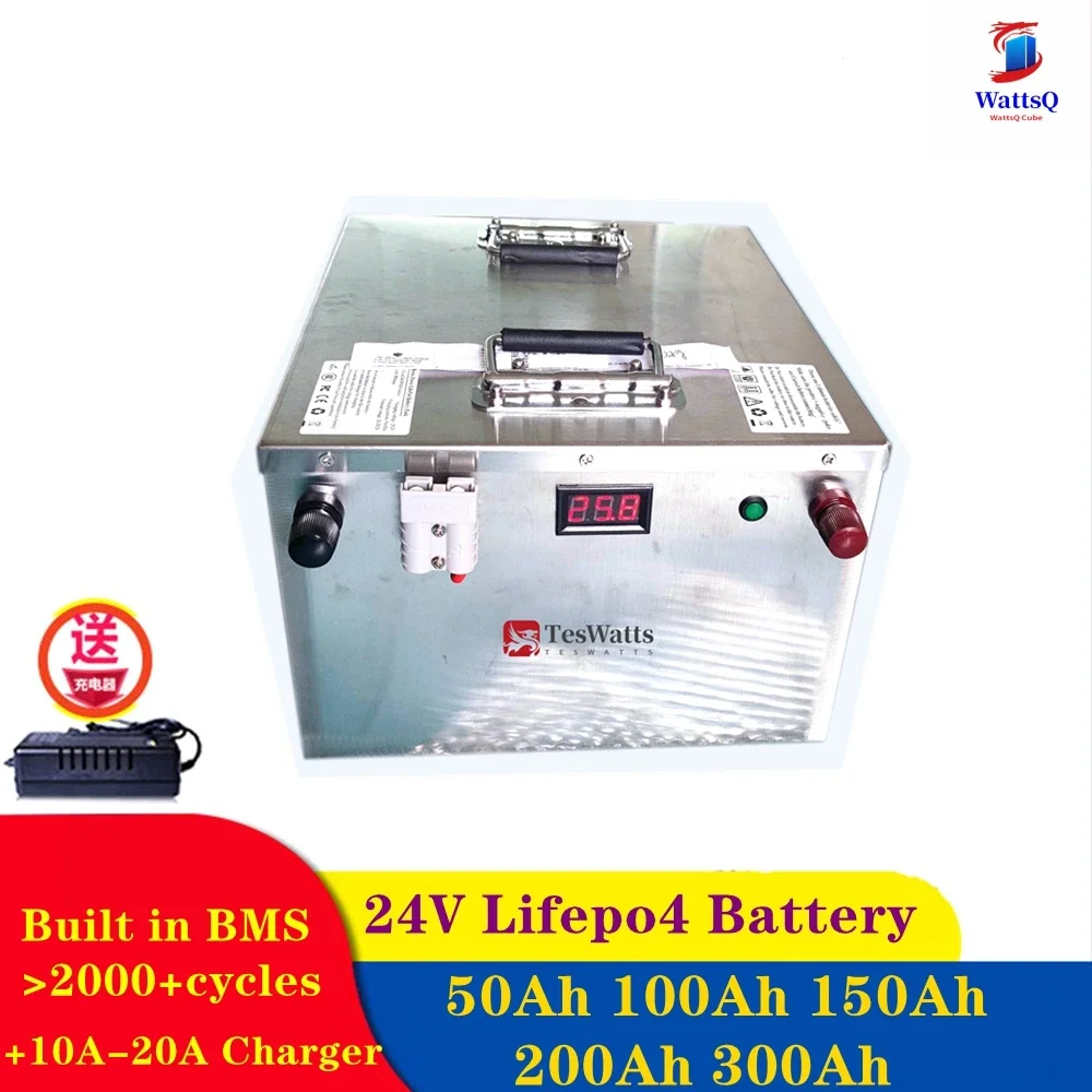 

24V Lifepo4 Battery 100Ah 50Ah 150Ah 200Ah 300Ah 400Ah 500Ah LIthium Batterie for 2KW 5KW Inverter Backup Power Solar System