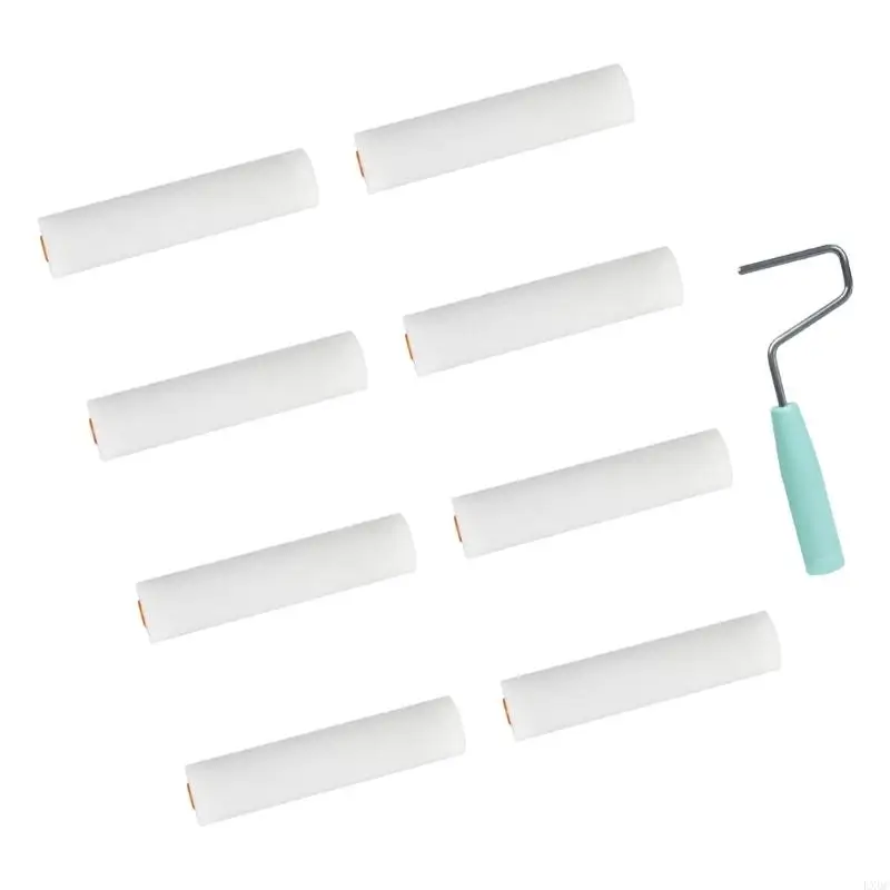 LX0C 9pcs Paint Roller set Mini Foam Rollers Upgrades for Detailed Work & Small Areas