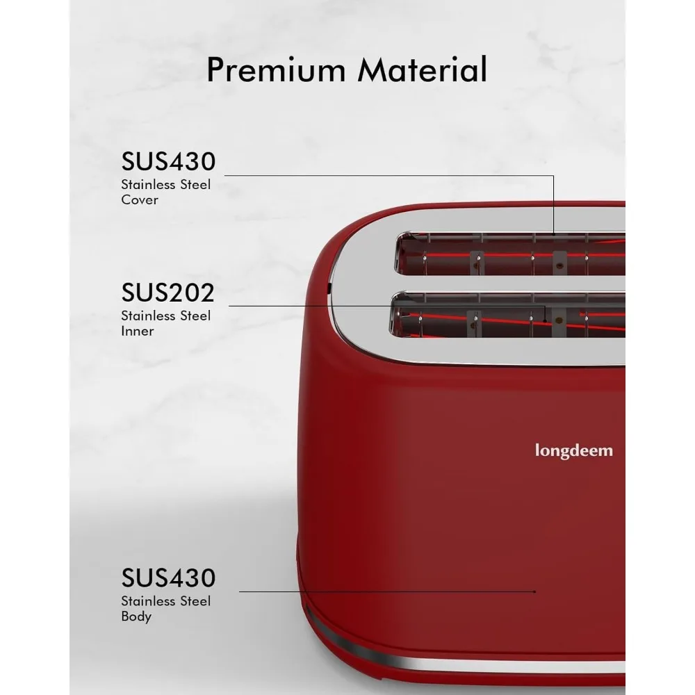 2 Slice Toaster with Extra Wide Slots & Removable Crumb Tray, 6 Browning Options, Auto Shut Off & Frozen Function, Toast Bread