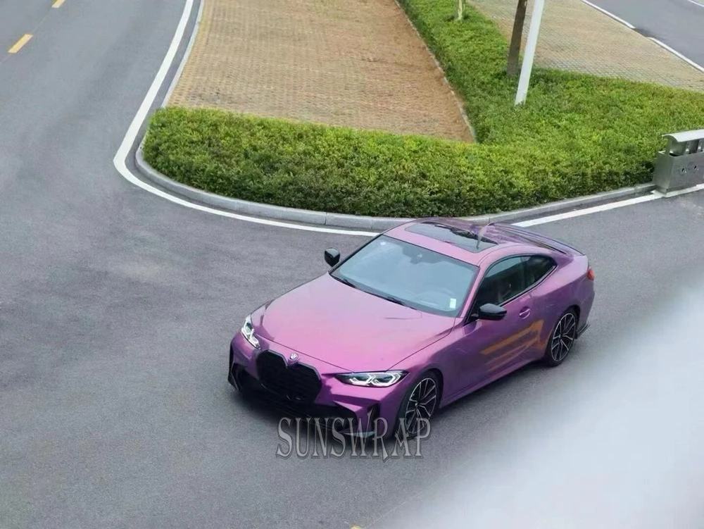 High Gloss PET Starry Purple Car Vinyl Wrap Waterproof No Fade Auto Sticker Film 5x59ft/roll Color Change Film