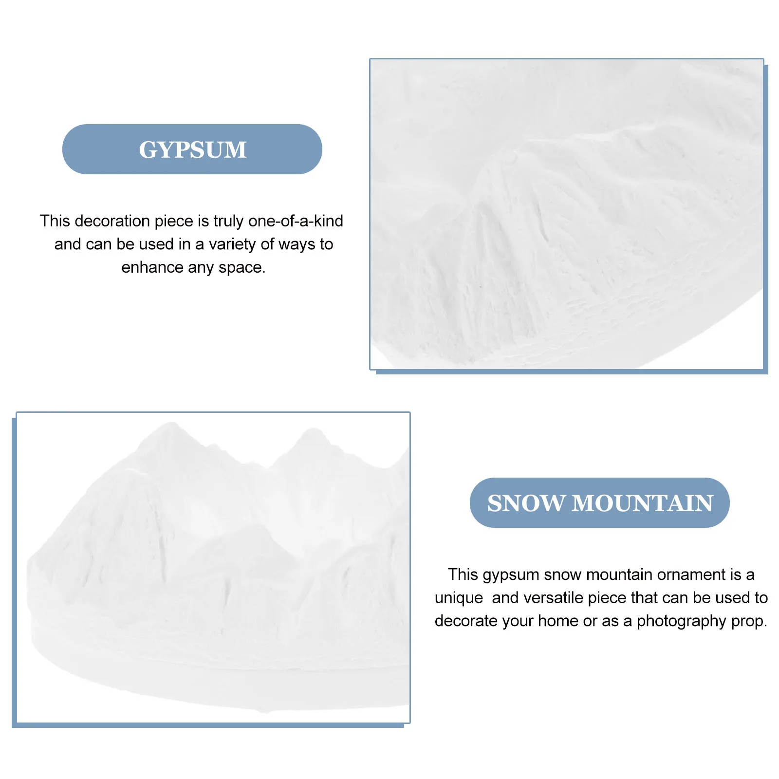 

Desktop Snow Mountain Ornament Gypsum Made Simulated Mountain for Home Decor Photography Background Prop Unique Room Decorative