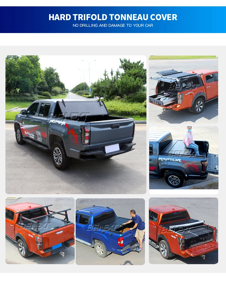 Benext Twarda, składana na trzy części aluminiowa pokrywa na korbę pickupa, wodoodporna, pasuje do Maverick 2007-2010, Hilux, Tundra, F150