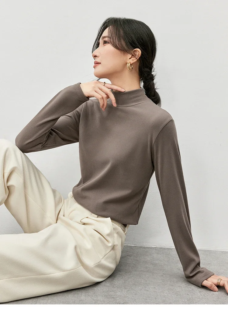 SENTUBILA Stand Neck Knitted Pullovers for Women 2024 Winter Straight Casual Long Sleeve Simple Basic Female Clothing W44S57115