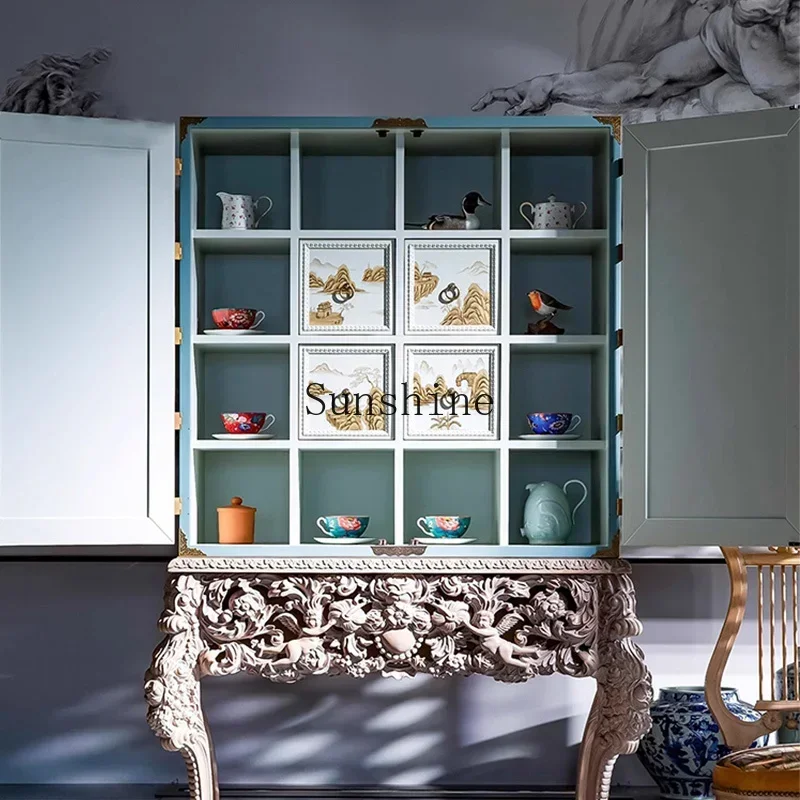 

French court art painted wine cabinet high sense retro home living room solid wood