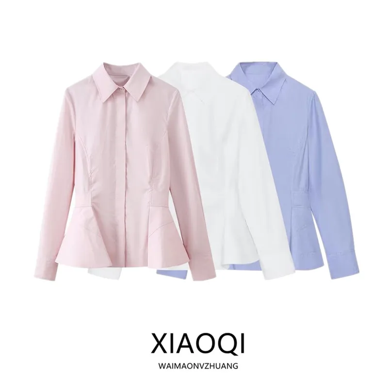 

Spring 2026 Women's Fashion Versatile Nine-Point Short Skirt Design Shirt New Arrival Commute Style Loose Fit Long Sleeve
