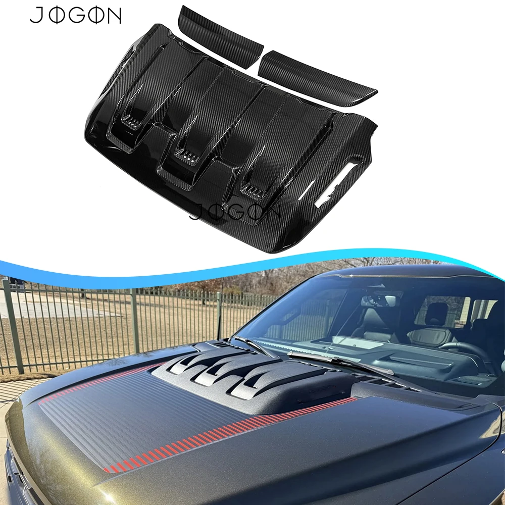 For Ford F150 F-150 Raptor R 2023-2026 Up Real Carbon Fiber Car Exterior Engine Trim Hood Scoop Cover Decoration Accessories