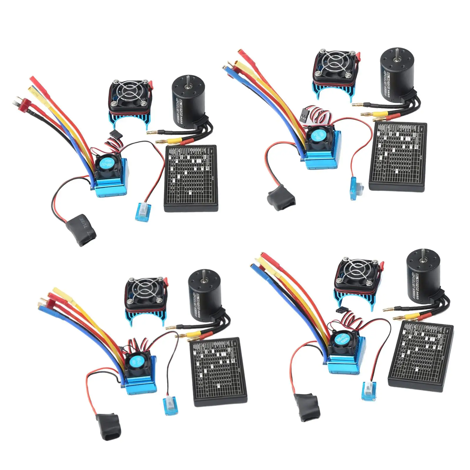 Combo Motore Brushless RC in Metallo 4300KV con ESC, Dissipatore di Calore e Scheda di Programmazione per Auto/Barca RC 1:8 1:10 Off/On-road Monster