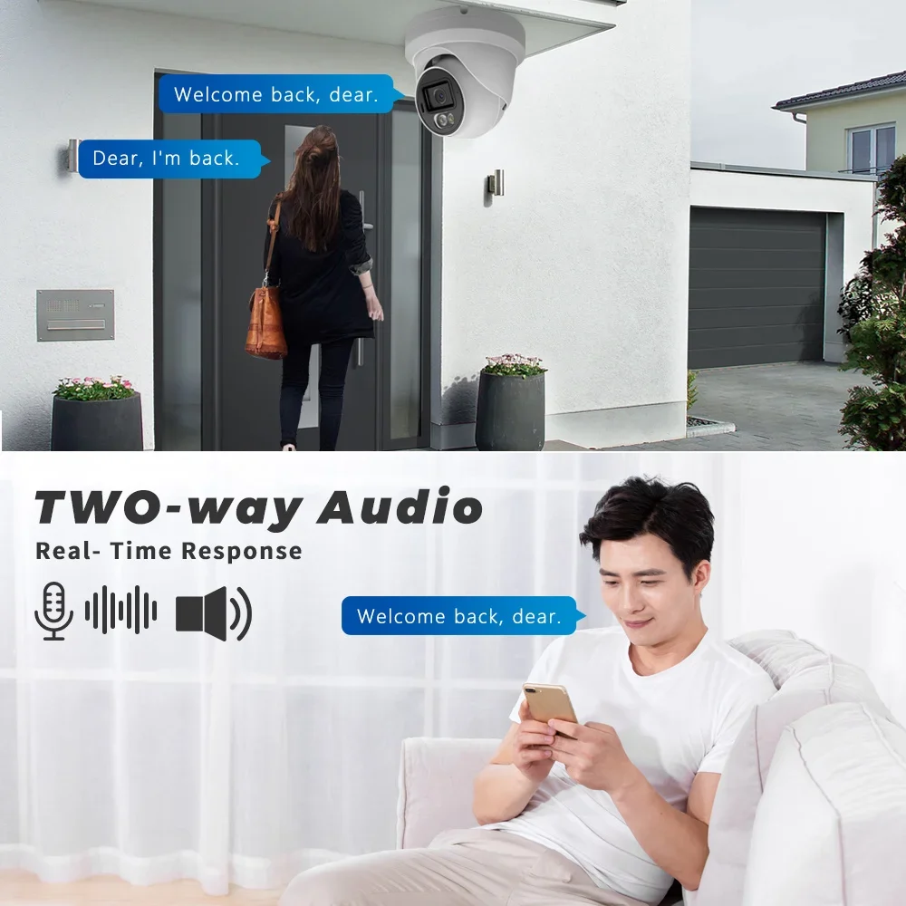 4K 8MP Full Color 2,8 mm groothoek AI bewegingsdetectie IP-camera POE met tweewegaudio