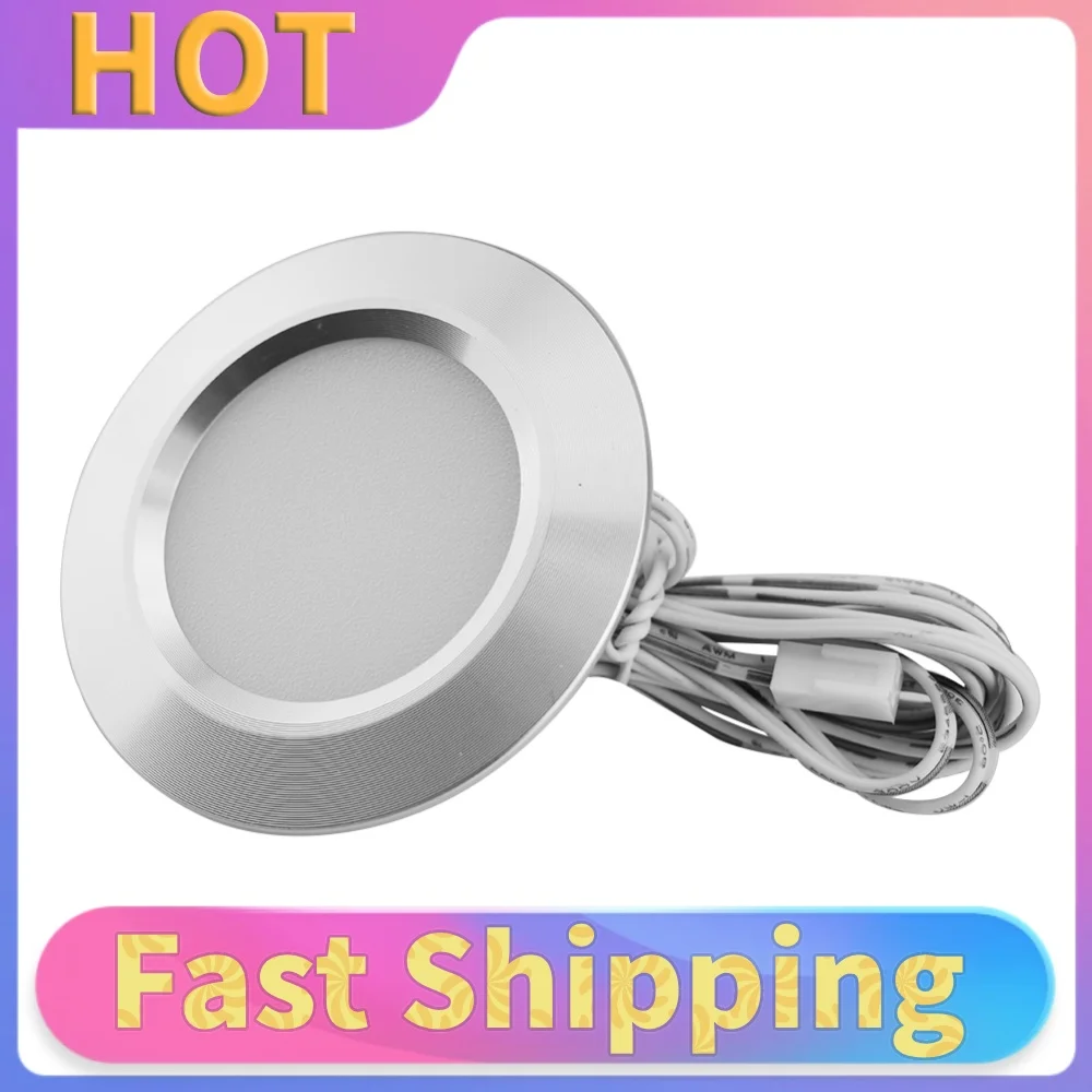 LED Night Light Round Lamp DC 12V Under Cabinet Closet Push Stick On Lamp Home Kitchen Bedroom Automobile Use