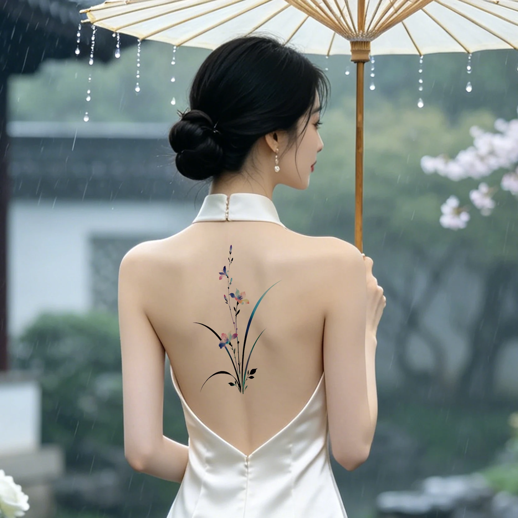 1 Sheet Matte Chinese Ancient Style Realistic Non-Reflective Temporary Tattoo Stickers for Body Art Cosplay Party view 2