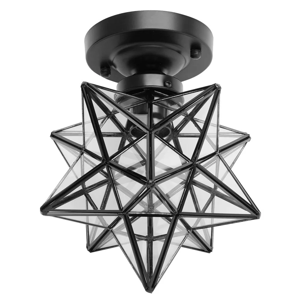 

Moravian Star Ceiling Light Shade Clear Glass Star Flush Mount Close to Ceiling Light Fixtures