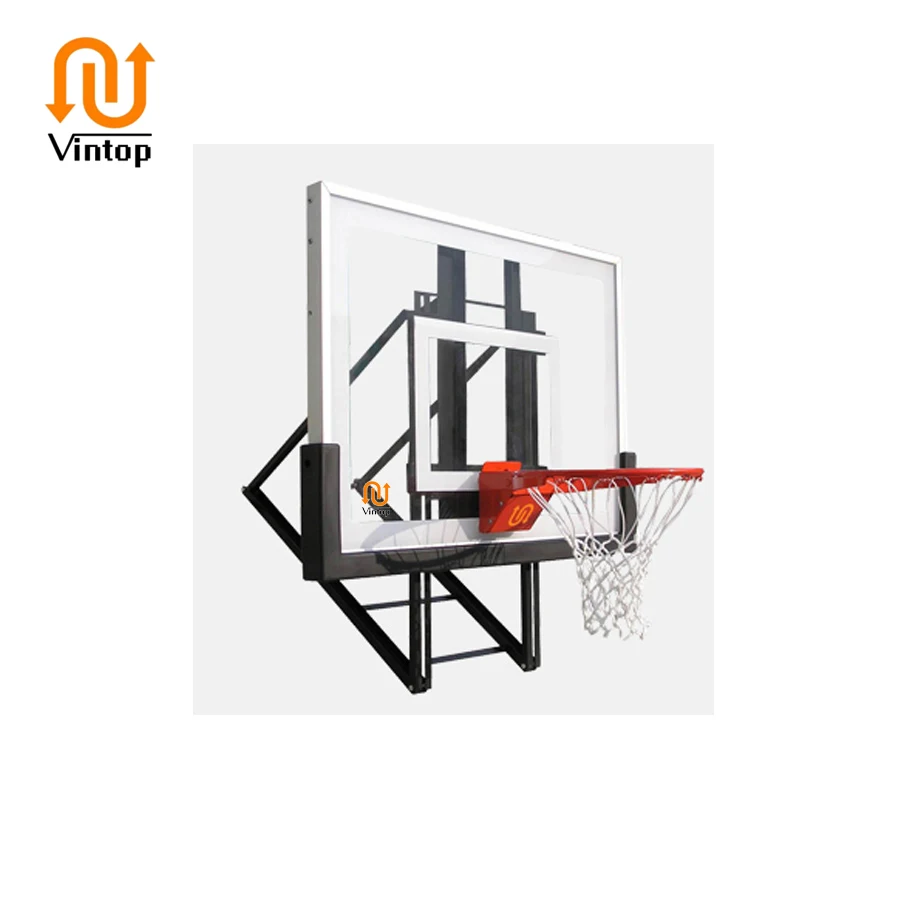 طوق كرة سلة مثبت على السقف مقاوم للماء، لوح خلفي من الزجاج المقسى للاستخدام الخارجي مع حافة زنبركية