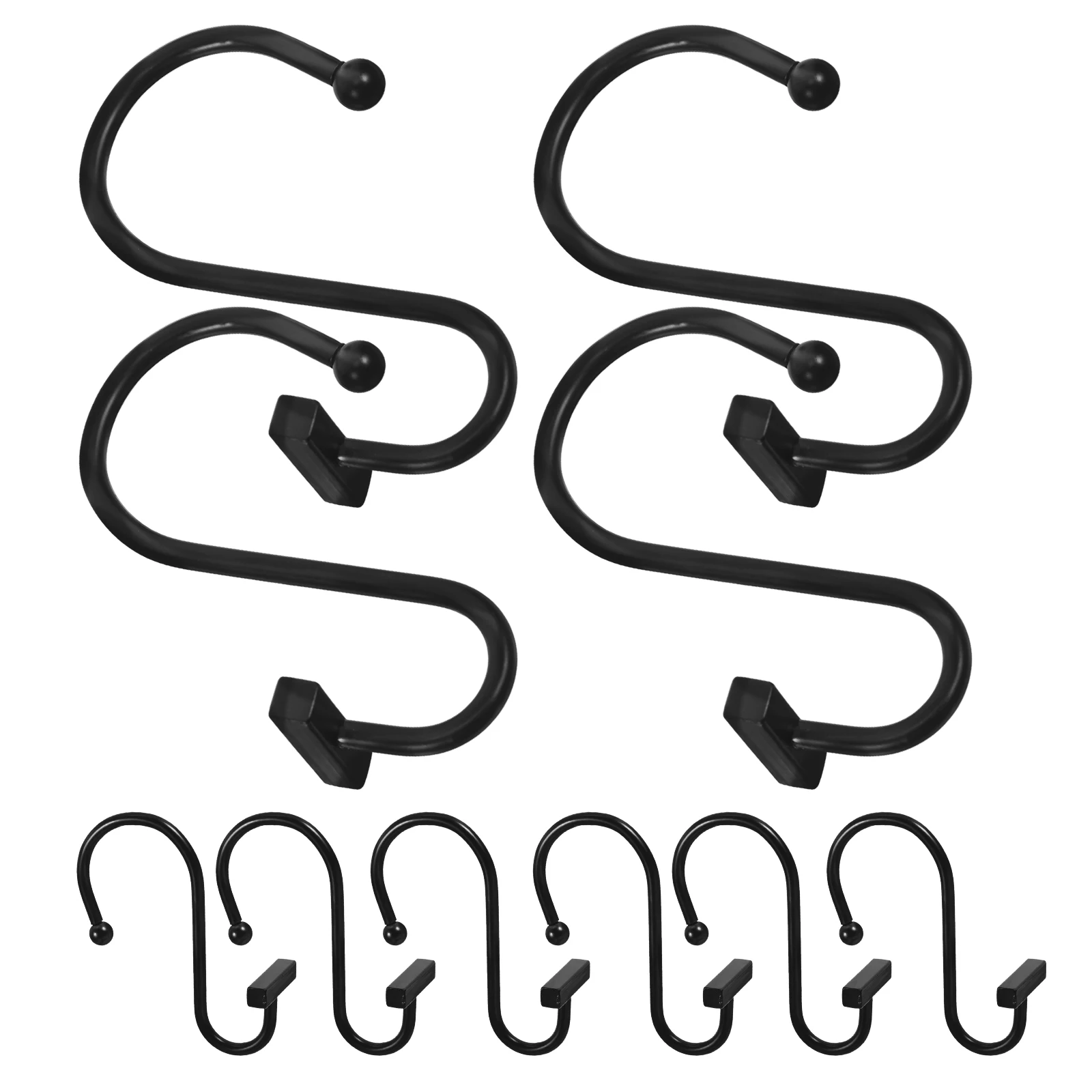 12 قطعة خطافات ستائر معدنية على شكل S شماعات دش لستائر الدش وستائر النوافذ حل تعليق منزلي مقاوم للصدأ