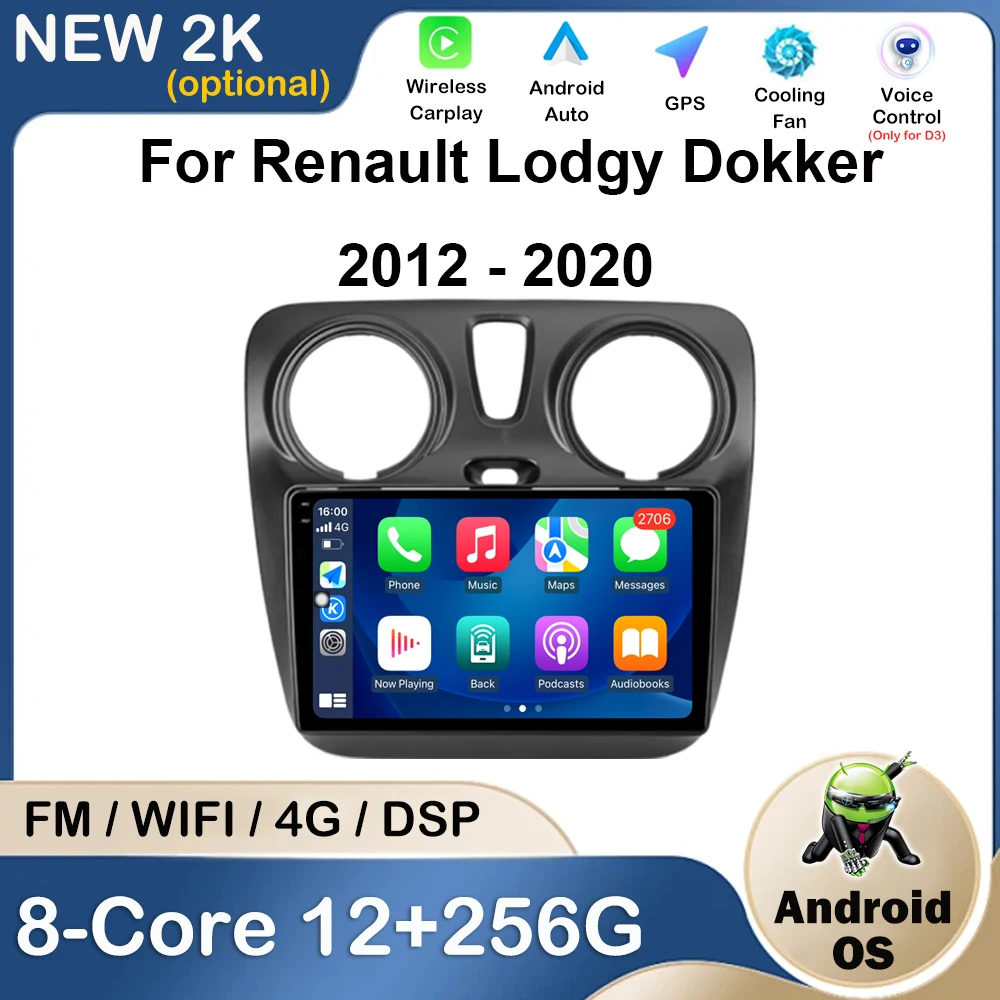 

Car Multimedia Radio Player GPS Navigation For Renault Lodgy Dokker 2012 - 2020 Bluetooth 4G QLED IPS Touch Screen HD Android OS