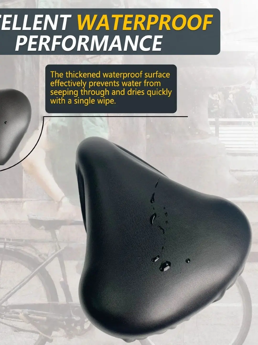 AliExpress NONE Stretch Bike Seat Cover Waterproof, PU Leather Bicycle Saddle Cover, Flexible Fit for Wide & Standard Bike Seats, All-Weather Pr
