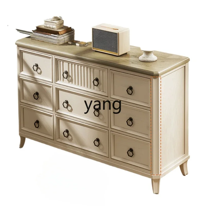 xyy solid wood master bedroom bedside cabinet cream wind light luxury living room storage locker