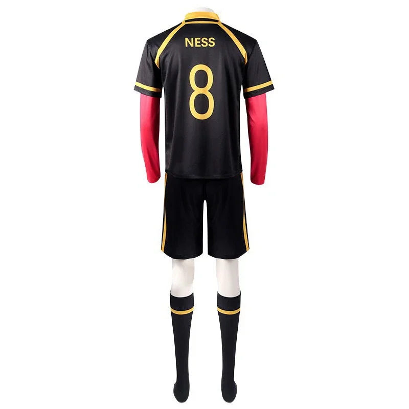Anime azul bloqueio isagi yoichi cosplay traje camisas vermelhas peruca bastard munchen ness kaiser kurona cosplay camisa de futebol das mulheres dos homens