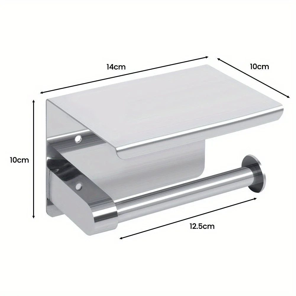 1PCS Stainless Steel toilet paper towel rack for household and public use, phone storage rack, bathroom roll paper box view 2