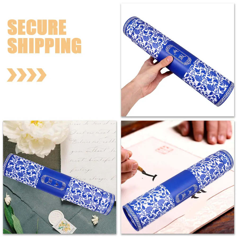 2 قطعة أنبوب فني من البورسلين الأزرق والأبيض تصميم تصغير قابل للتعديل لطلاء الخط تخزين رسم النقل البريدية #4