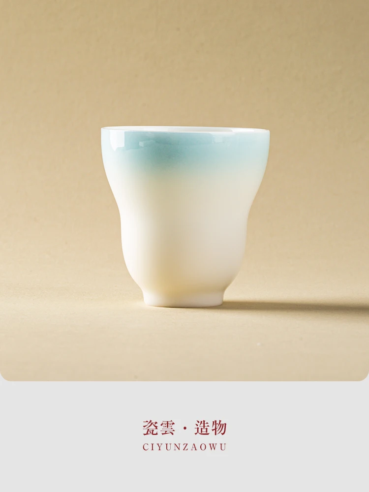 High Quality Ice Jade Porcelain Ceramic Cup Blue Gourd Single Set Household High-End Lady