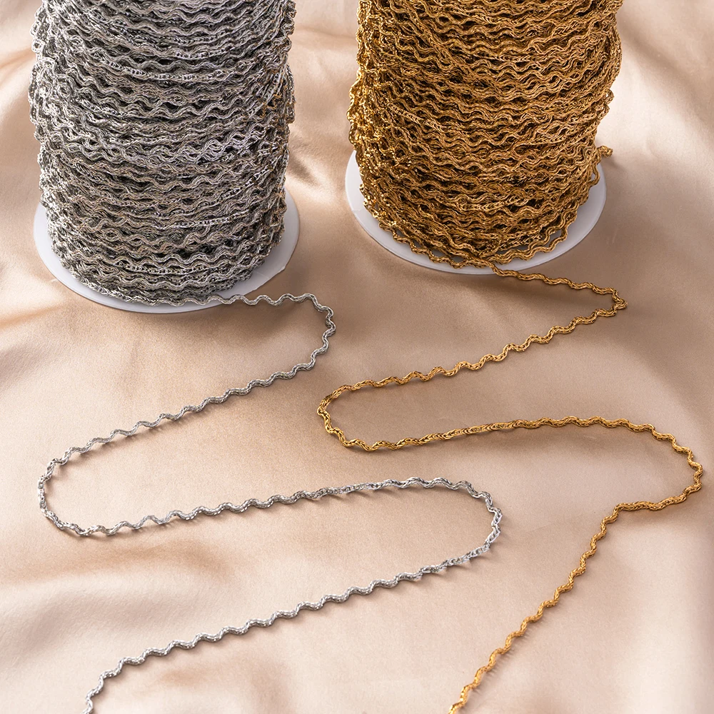 1 Meter Edelstahl-Wellenkette für DIY handgefertigte Halsketten, Armbänder, Schmuckherstellung, Material, Komponenten, Bastelbedarf – Detail 2