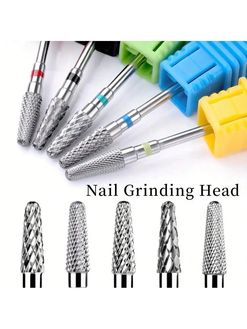 1/5pcs Tungsten Carbide Cone-Shaped Nail Drill Bit - High-Precision Cuticle Remover for Electric Nail File and Cuticle Cleaning