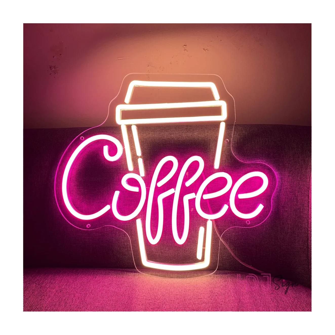 

Custom Light Emitting Diode Neon Signage Coffee Bar Decoration Cup Logo Cafe Restaurant Shop Home Wall Decoration