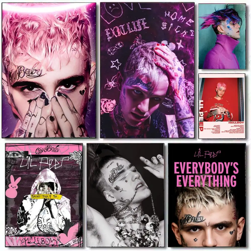 American rapper L-lil peep Poster HD Home Decor Sticky Wall Waterproof Home Living Room Bar Aesthetic Decor