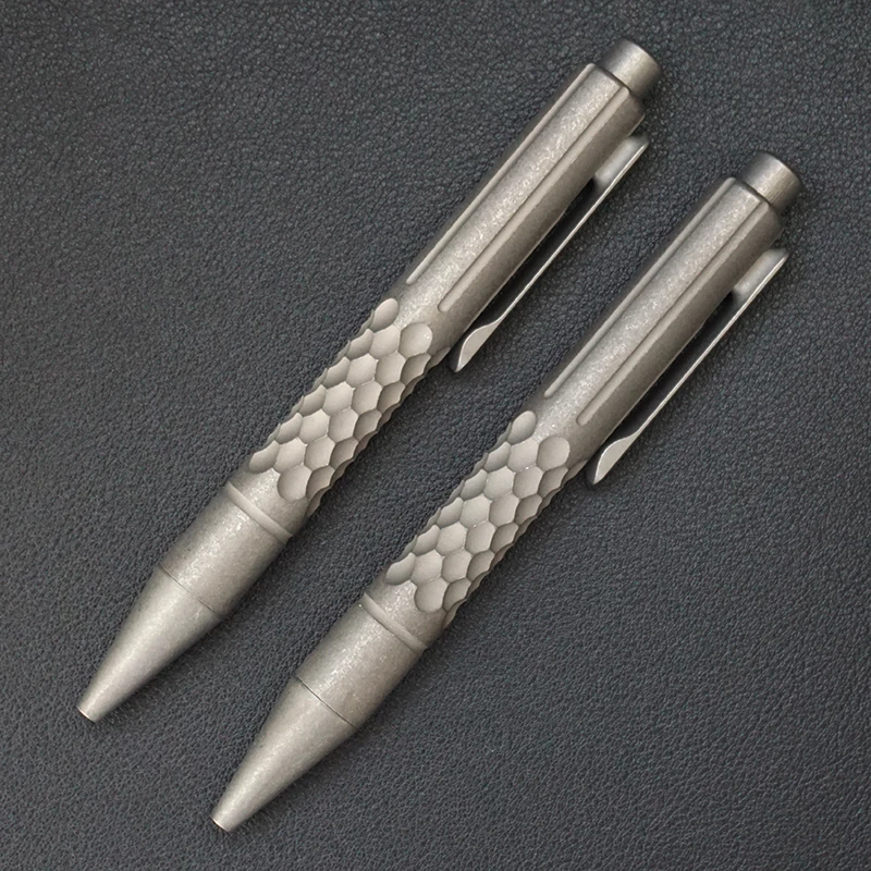 

Titanium alloy signature pen pull-bolt switch with back clip design pocket for light carrying EDC essential for daily office