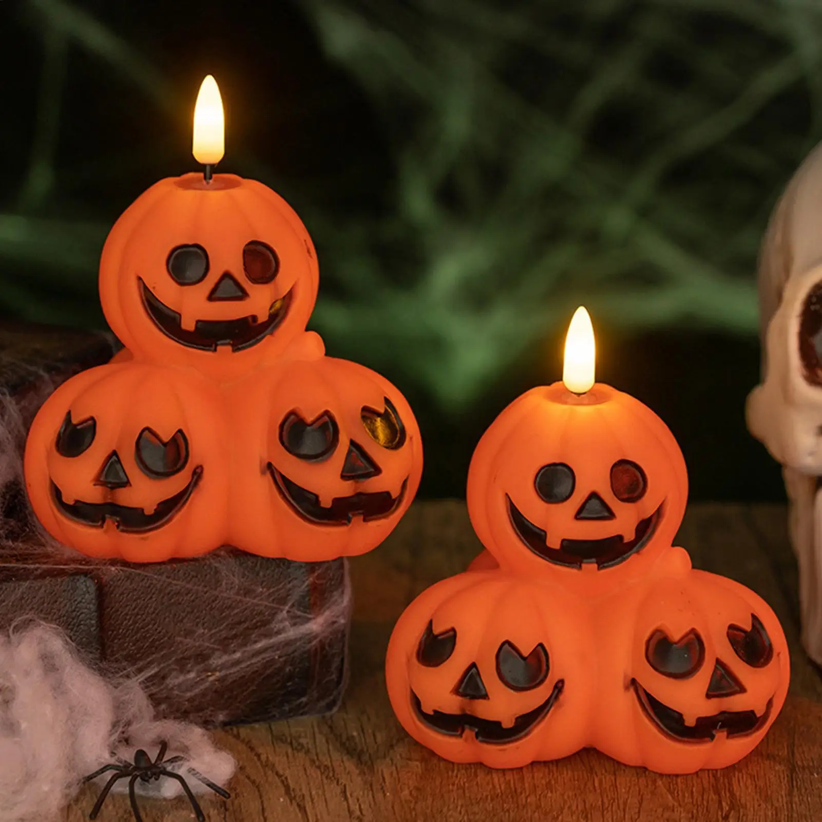 Lampu Labu Halloween LED Lampu Malam Menyeramkan Pencahayaan Ambient Dekorasi Rumah Untuk Rak Perapian Meja Kamar Tidur Kantor