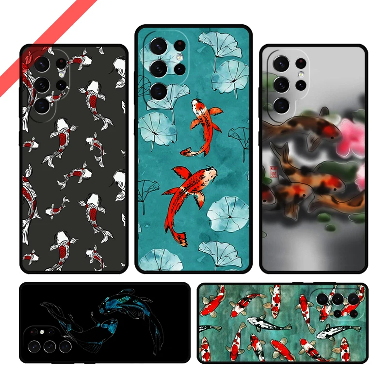 كوي الكارب الأسماك قضية الهاتف لسامسونج غالاكسي S20 FE S21 S23 زائد S24 S25 S22 الترا كوكه نوت 10 20 نوت 10 غطاء كابا