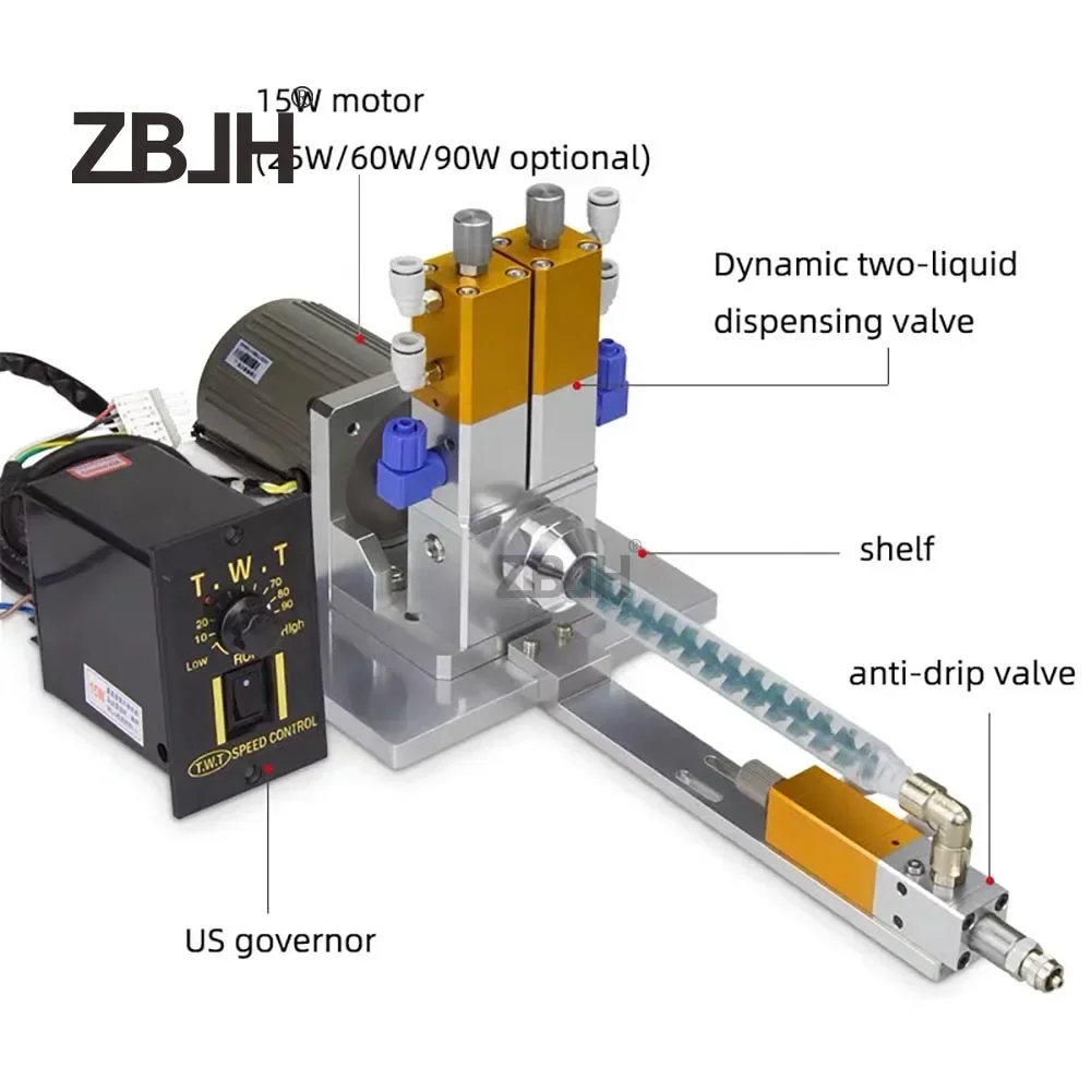 ZB-105F Anti-drip electric stirring ab double liquid glue coating equipment dynamic mixing valve