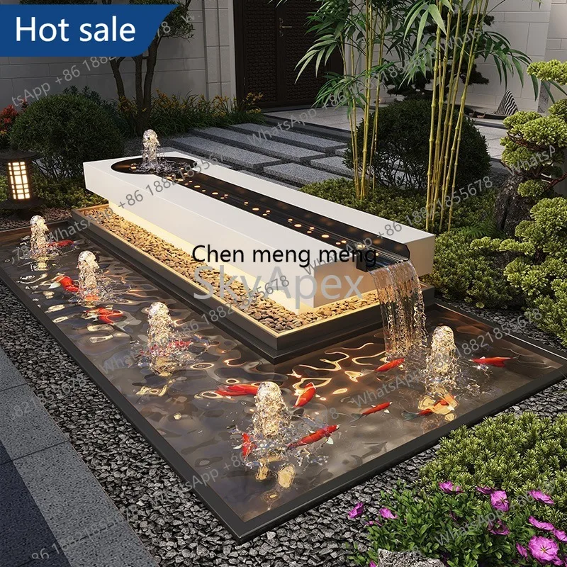 

M02 Finished Stainless Steel Garden Fish Pond -Durable Circulating Water Fountain Ornament For Indoor Outdoor Balcony Courtyard