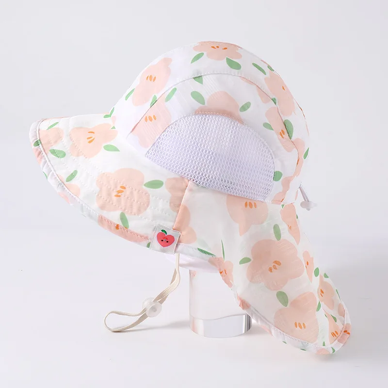 หมวกกันแดดเด็กสําหรับเด็กชายและเด็กหญิง หมวกกันแดดปีกใหญ่ หมวกกันแดดใหม่ หมวกชาวประมงบางและระบายอากาศได้ดี