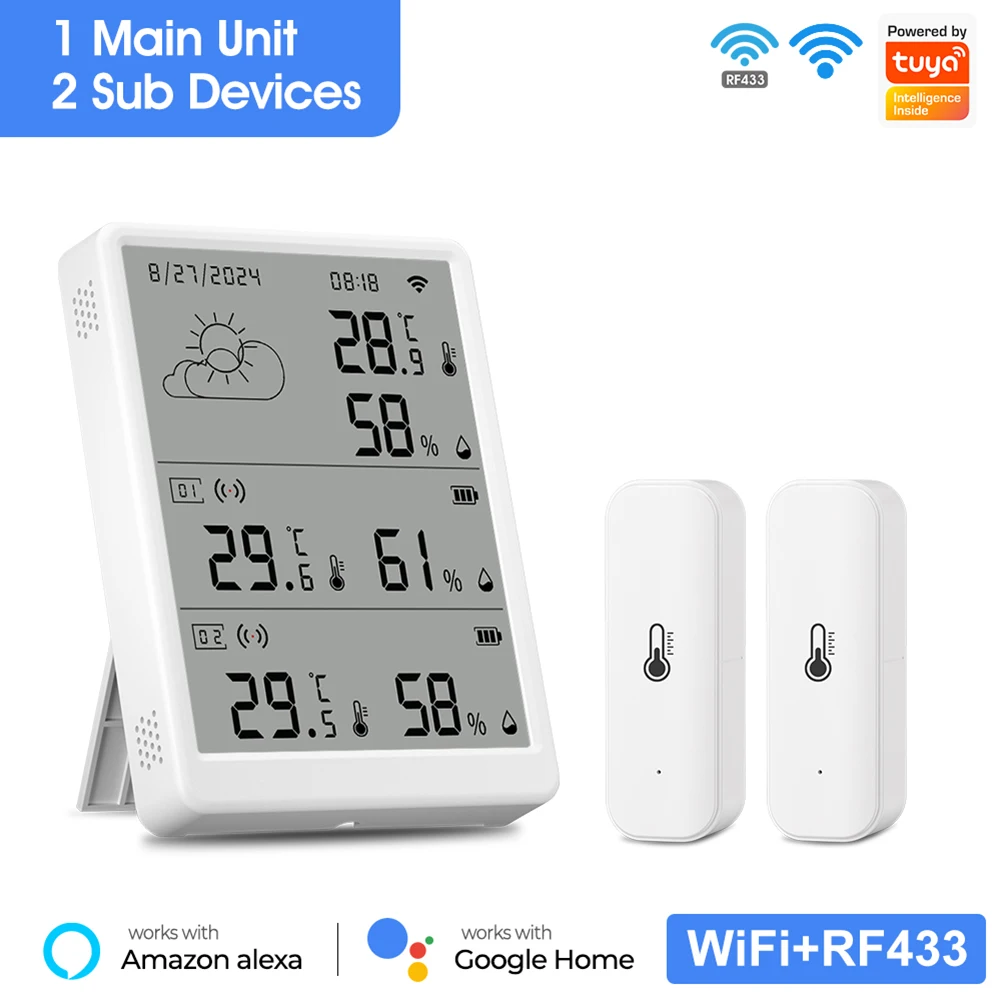 Estación Meteorológica WiFi, higrómetro Digital, termómetro, estación meteorológica inteligente, Monitor de temperatura y humedad para interiores y exteriores