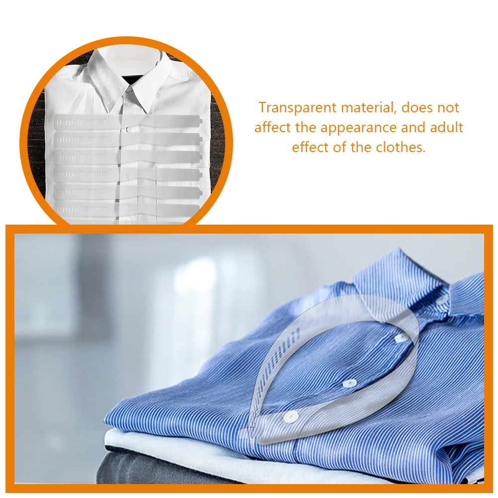 

60pcs PVC Transparent Collar Strips Adjustable Fixing Supports 47x3.5cm Plastic Shirt Collar Stays Durable Long Lasting