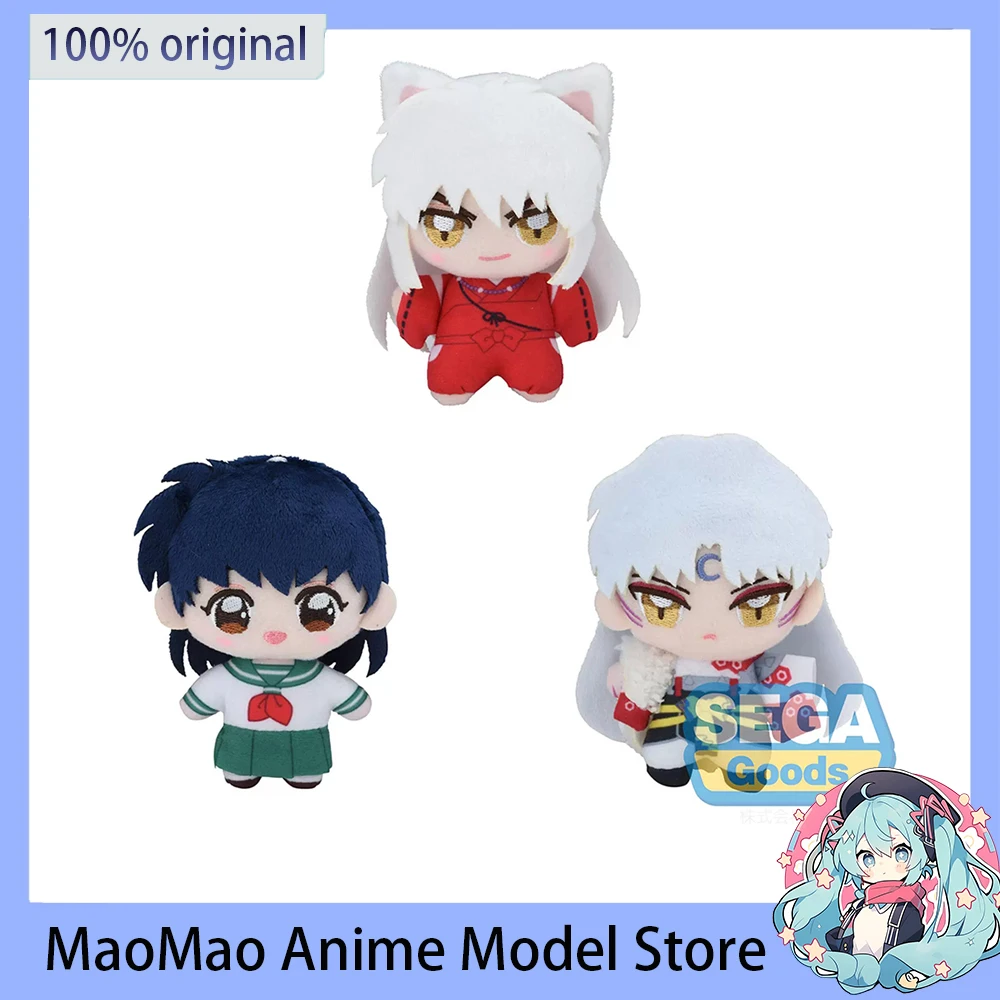 Original SEGA Inuyasha Sesshoumaru Higurashi Kagome Plush Doll Pendant Q version Kawaii Anime Figure Model Collectible Toys