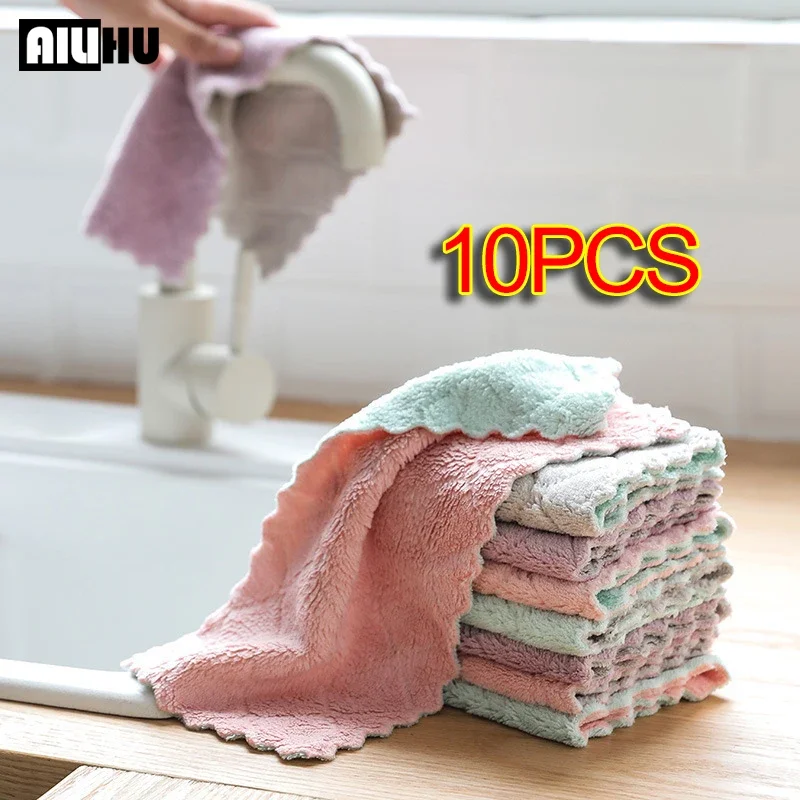 5/10PC Kitchen Accessories Super Absorbent Microfiber Dish Cloth Tableware Household Cleaning Towel Kitchen Tools Gadget