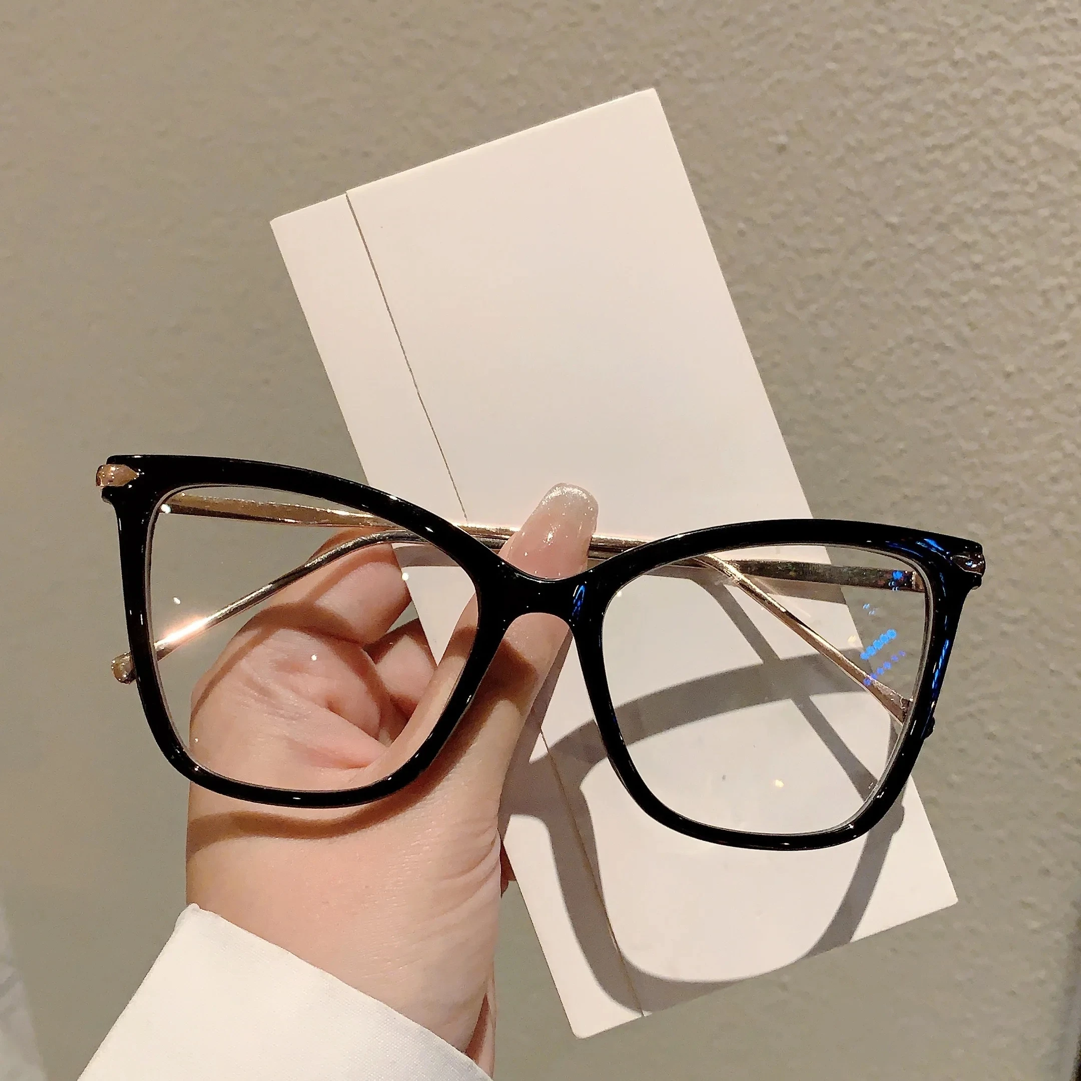 KAMMPT Übergroße, stilvolle Cat-Eye-Brille für Damen, modisch, blaues Licht blockierende Brille, trendige Vintage-Brille ohne Sehstärke