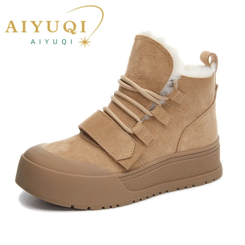 

AIYUQI Women Snow Boots Genuine Leather 2024 New Platform Winter Warm Boots Women Casual Non-slip Sneakers Boots Women