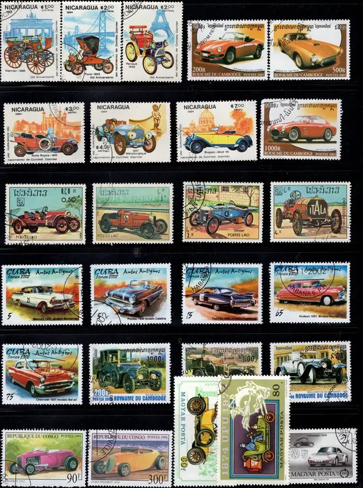 50Pcs/Lot Car Motors Stamp Topic All Different From Many Countries NO Repeat Postage Stamps with Post Mark for Collecting