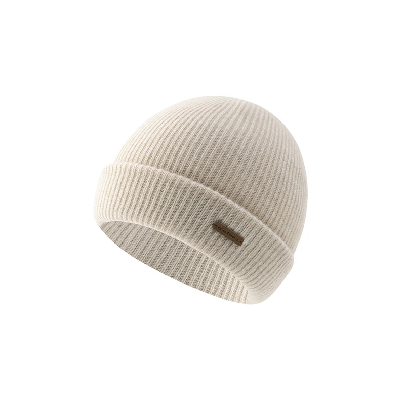 

Striped Double-Layer Thickened Men's Hat 100% Pure Fine Cashmere Winter Warm Knitted Hat Versatile Round Top Cold Hat