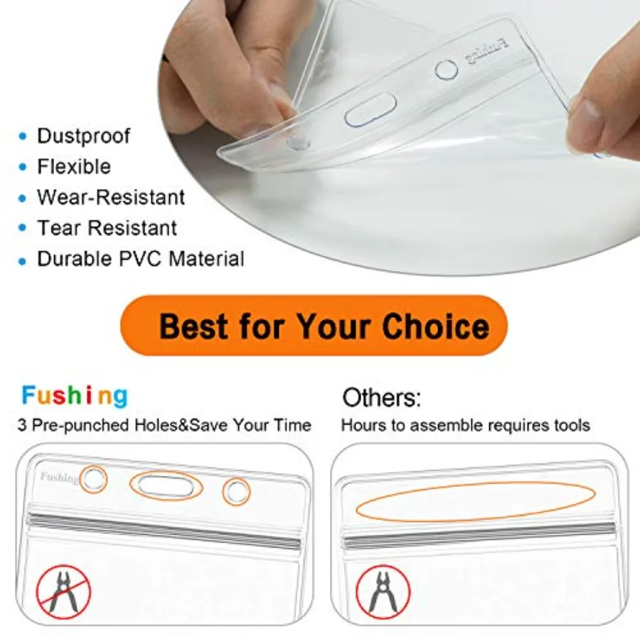 Pcs Clear Plastic Horizontal Name Tag Badge ID Card Holders