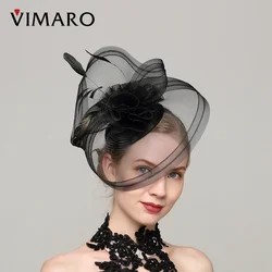 VIMARO Black Sinamay Fascinators for Women Elegant Headbands Derby Hats for Women Fascinator Hats for Women Wedding and Church