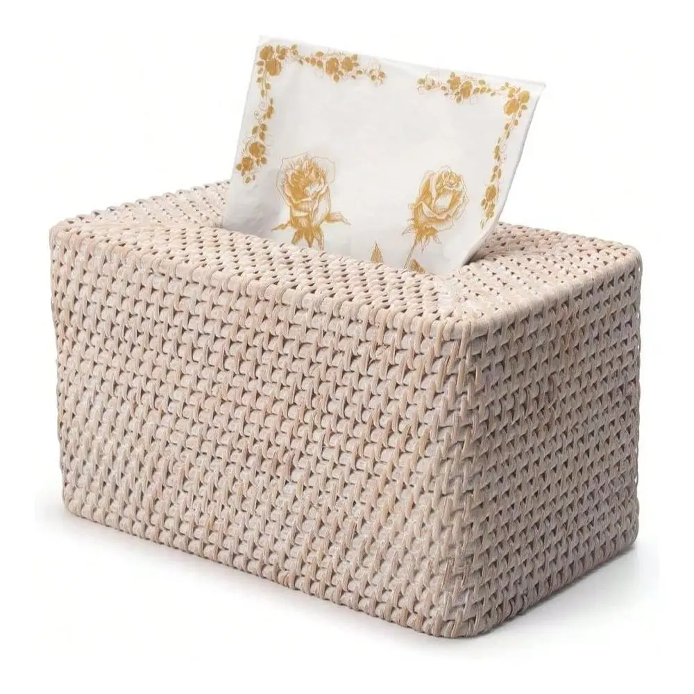 

Tissue Box Cover Square, Hand Woven Wicker Tissue Holder, 55 X 55 X 57 Inch, Natural
