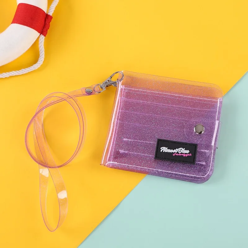 Portefeuille personnalisé pour femme, porte-monnaie transparent en PVC, sac à cartes