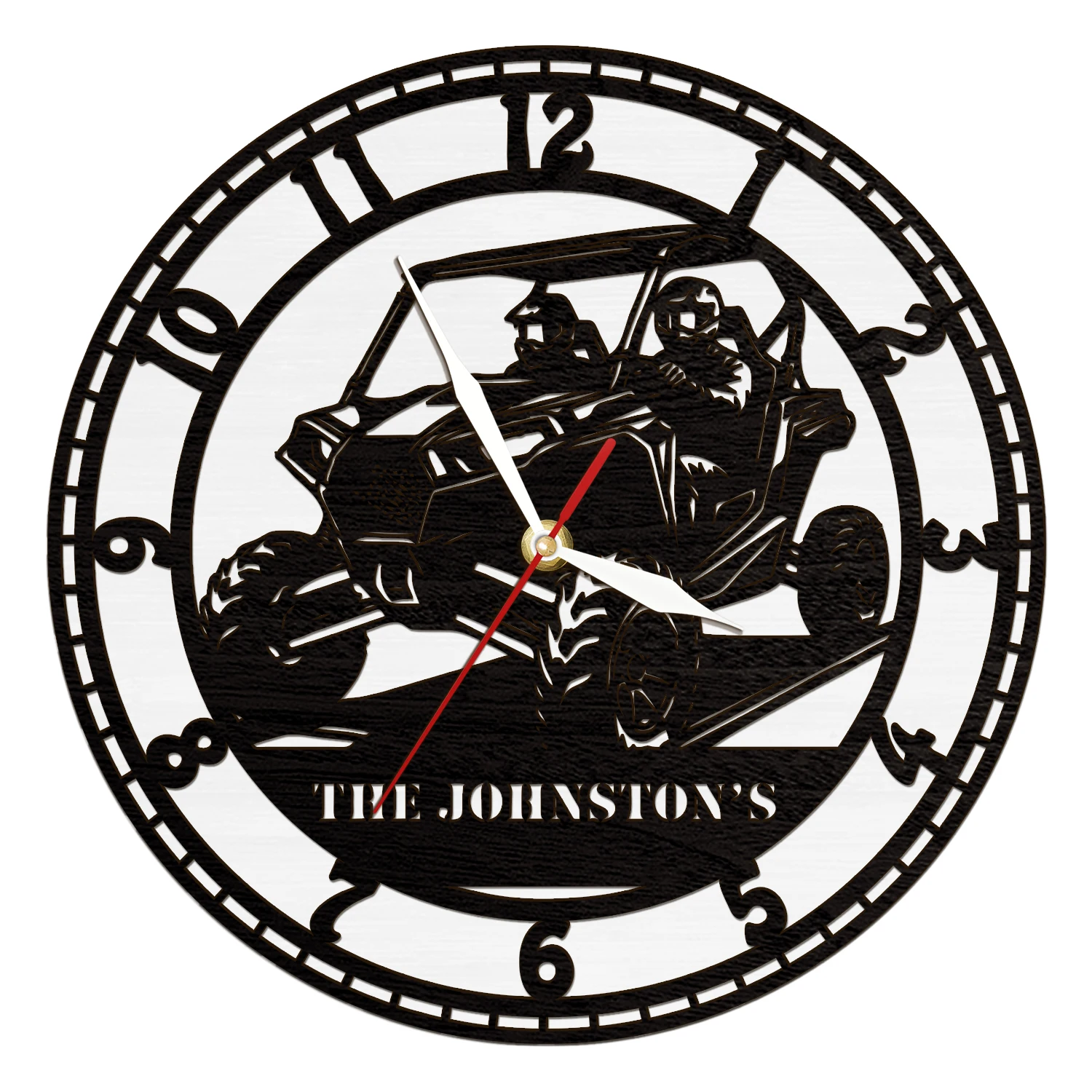 Custom Name UTV Off Road Vehicle LED Light Wall Clock For Man Cave Garage Decor Side by Side Buggy Silhouette Wooden Wall Clock