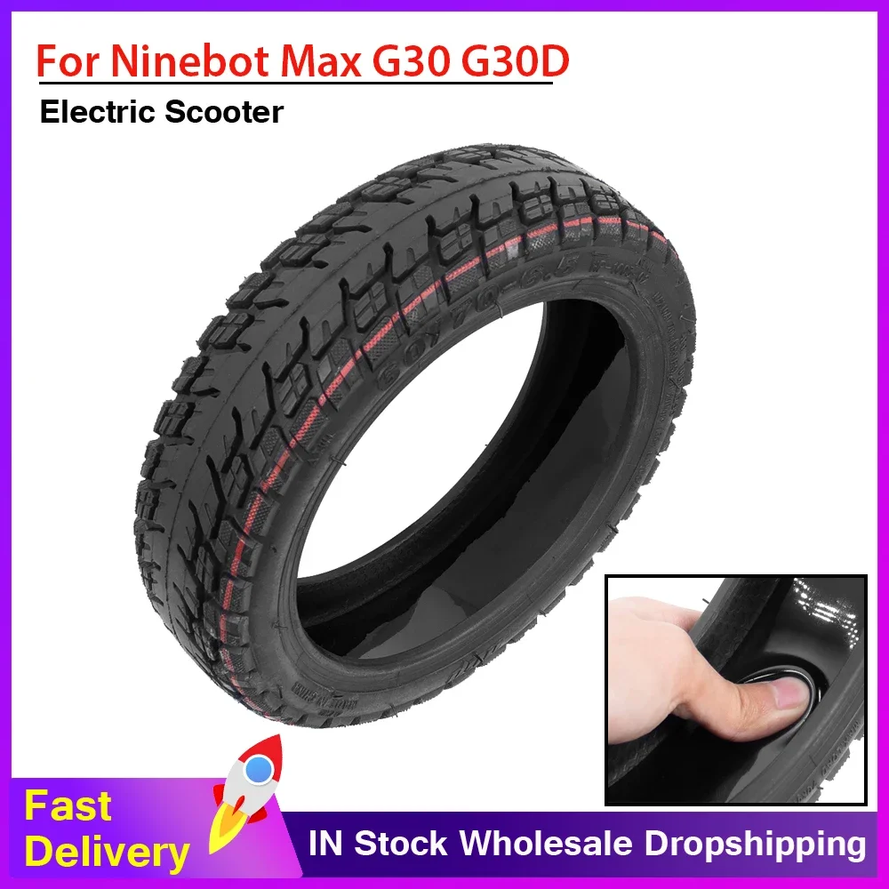 

Self-Healing Jelly Off-Road Vacuum Tyre For Ninebot Max G30 Electric Scooter 60/70-6.5 Tubeless Tire Explosion-Proof 10INCH Tire